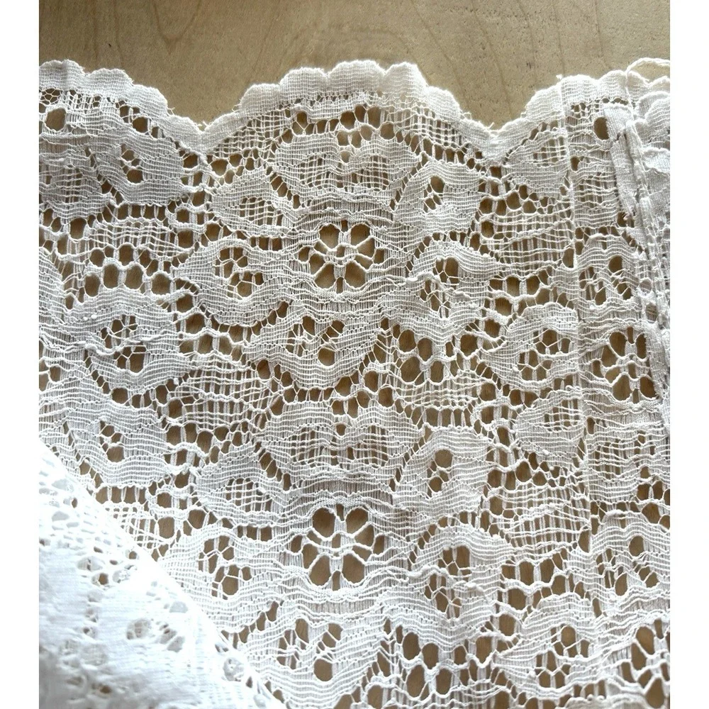 Vtg 1980s Lace Balloon Valance 60 x 24 Floral Sheer New Unused White Cottage